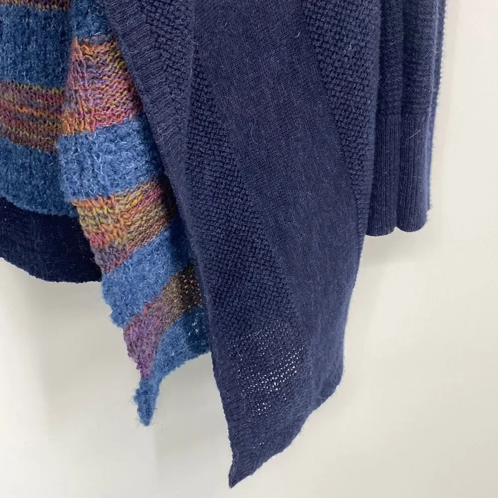 Anthropologie Fiets‎ Voor Long Waterfall Open Front Cardigan Alpaca Wool Navy S